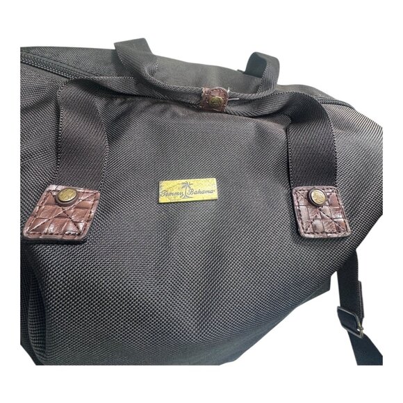 Tommy Bahama Carry-On/Beach Canvas Brown Duffle Tote Bag Leather Bag Paradise - Picture 2 of 12